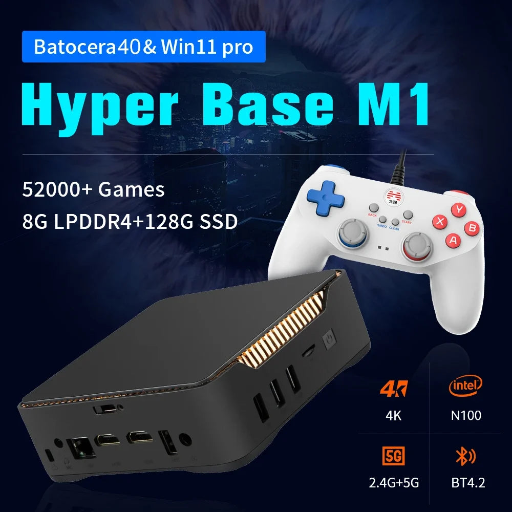 Retro Video Game Console WIN 11 Pro & Batocera OS N100 MINI PC Box 2TB Hard Drive 52000+ Games 80+ Emulators for PS3/PS2/PS1/WII