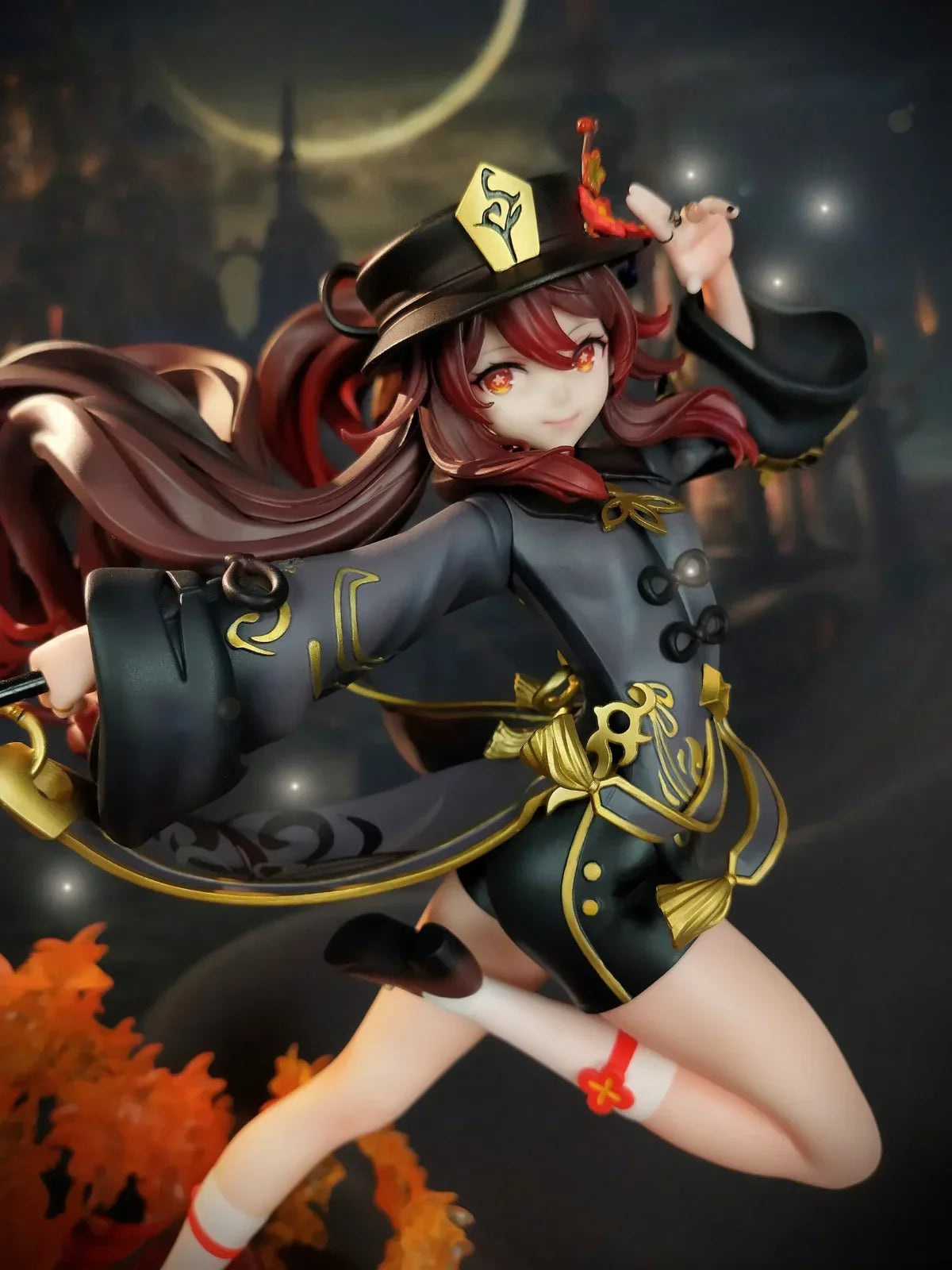 28CM Genshin Impact Hutao Anime Figure Hu Tao Combat Ver PVC Action Figurine Collectible Model Doll Decoration Toys Boys Gift