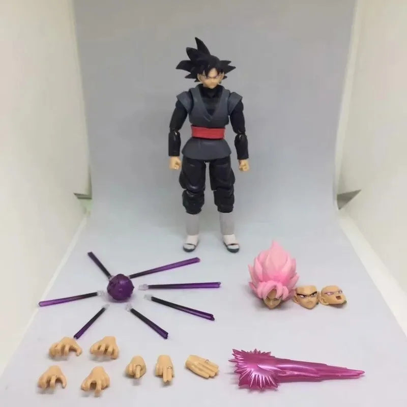 14cm Dragon Ball Black Goku Zamasu Anime Action Figure Super Saiyan Movie Version Dbz Model With Multiple Accessories Toys gifts