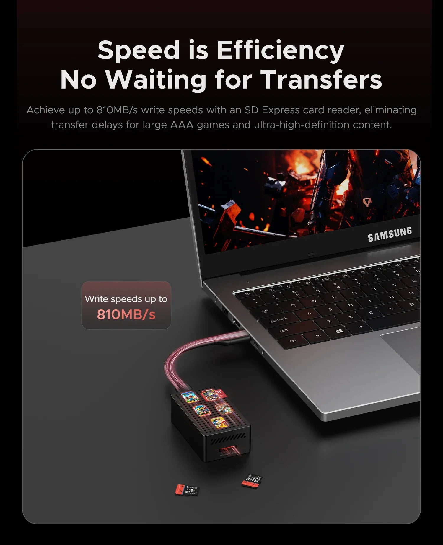 ORICO microSD Express Card  UHS-I, C10, U3, V30, Full HD, 4K, Up to 890 Memory Card for Nintendo-Switch 2 Steam Deck Gaming