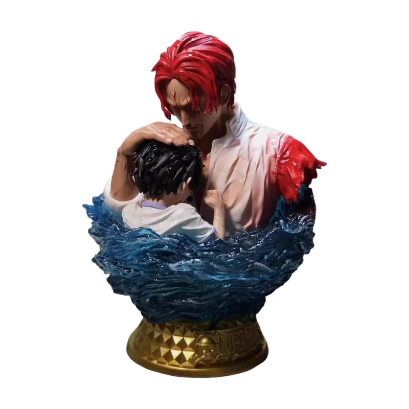 13cm One Piece Shanks Put Straw Hat On Luffy Head Anime Bust Figure Model Statue Collection Desktop Decoration Ornament Toy Gift