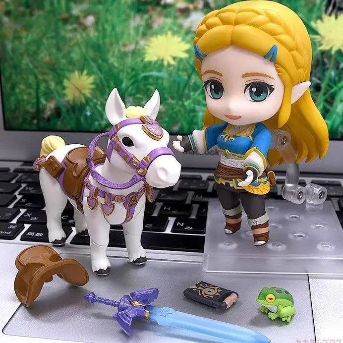 10cm Game Breath Of The Wild Princess Zelda With Horse Cute Anime Figure Anime Toys PVC Collection Model Doll Gifts 1212