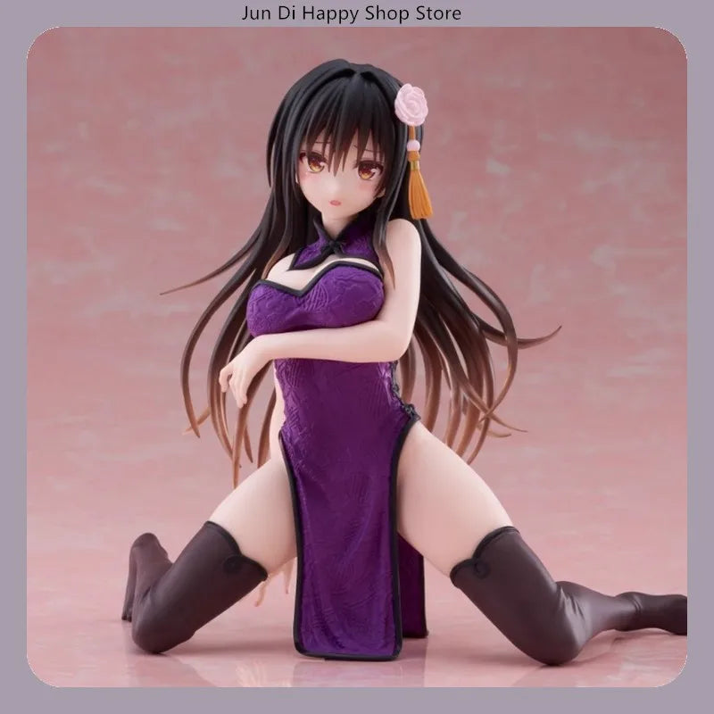 14cm To Love Ru Yui Kotegawa Qipao Dress Kneeling Pose Anime Figure Model Statue Collection Desktop Decoration Ornament Toys