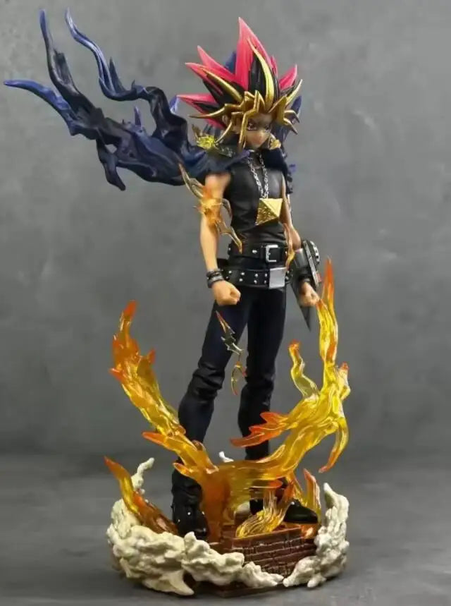 28cm Duel Monsters Anime Figure Gk Yugi Muto Figures 2 Heads Pvc Anime Statue Model Collectible Decoration Toys Christmas Gifts