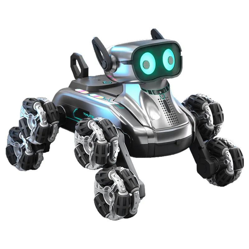 New Gesture Control RC Robot Dog - 8-Wheel Stunt, Music Dancing Transform Toy for Kids Boys Girls