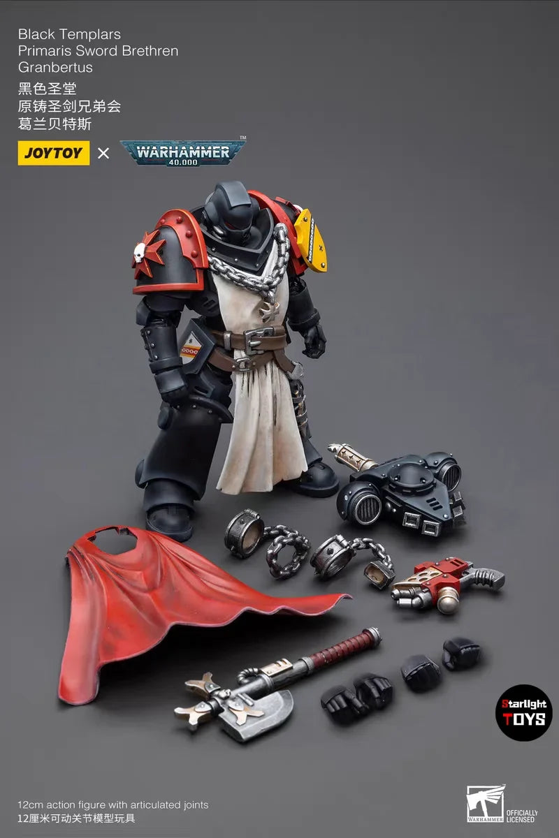 JOYTOY 1/18 Action Figure Black Templars Primaris Sword Brethren Granbertus Toy Model Gift