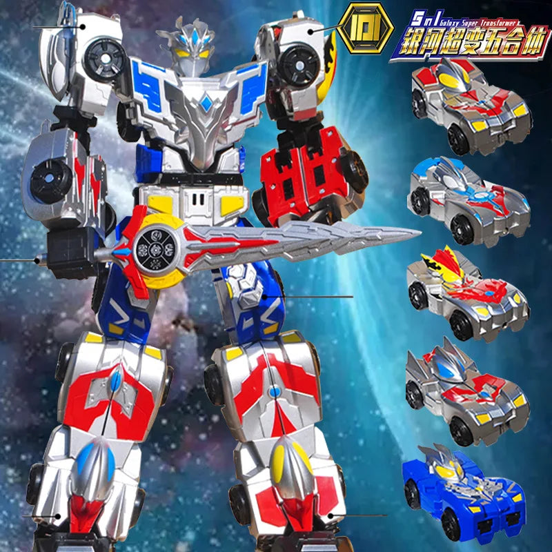 Kinder Spielzeug Transformation Panzer YH101 Verwandlung fünf in einem Roboterauto Rennmodell Held 3