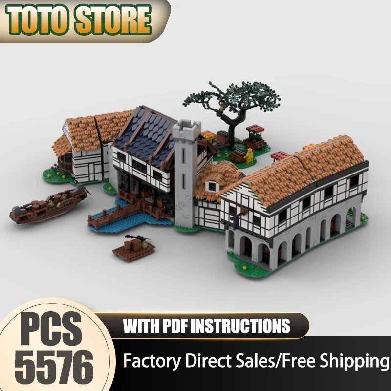 Medieval Castle Model Moc Building Bricks Knight Village Port Model  Technology Modular Block Toys DIY Assembly Christmas Gifts