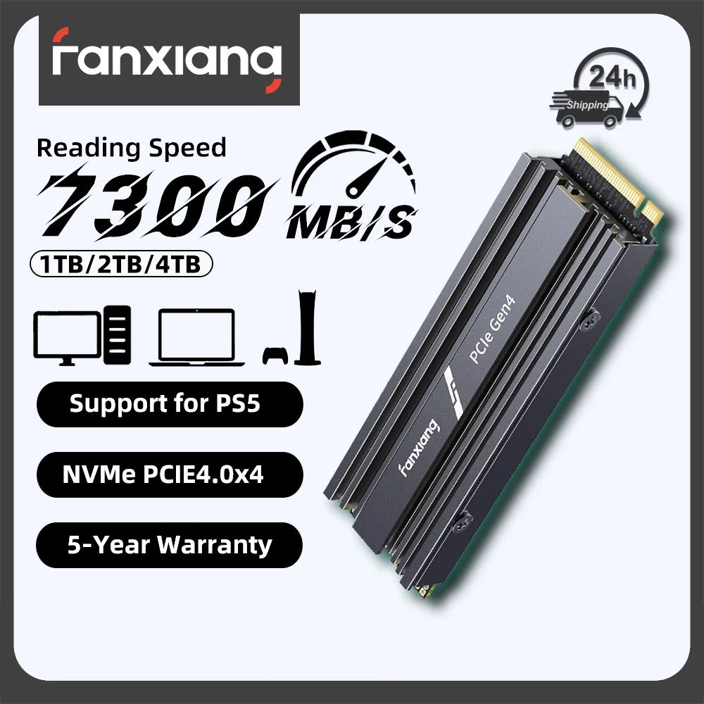 Fanxiang S880R 7450MB/s SSD NVMe M.2 2280 PCIe Gen 4 Gaming SSD 4TB 2TB 1TB Internal Solid State Hard Disk With Heatsink for PS5