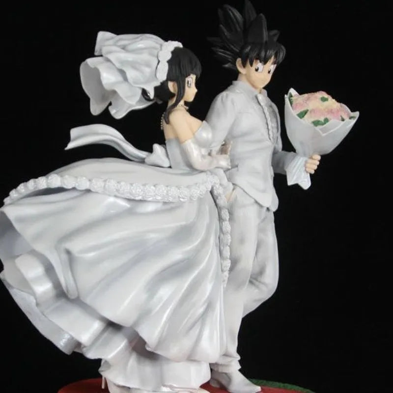Dragon Ball Bandai Anime Action Figure Son Goku Chichi Wedding Dress Model Statue Peripheral Gift Ornaments Doll  Dream Toys