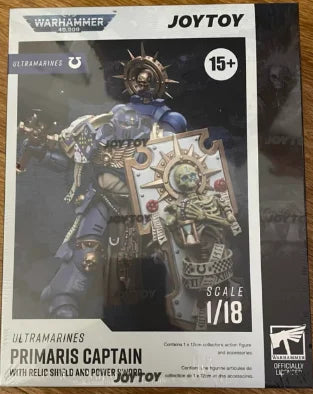 【SF】JOYTOY 1/18 Action Figure UltramarinesPrimaris Captain with Relic Shield and Power Sword Model Toys Gifts Ornaments