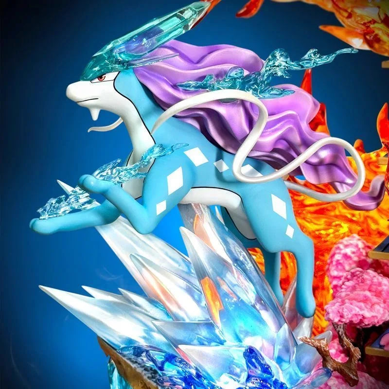 38cm/14.96in Anime Pokemon Figure Raikou/Suicune/Entei/Ho-Oh Figures Pvc Desktop Ornamen Figurine Collection Model Toys Gifts