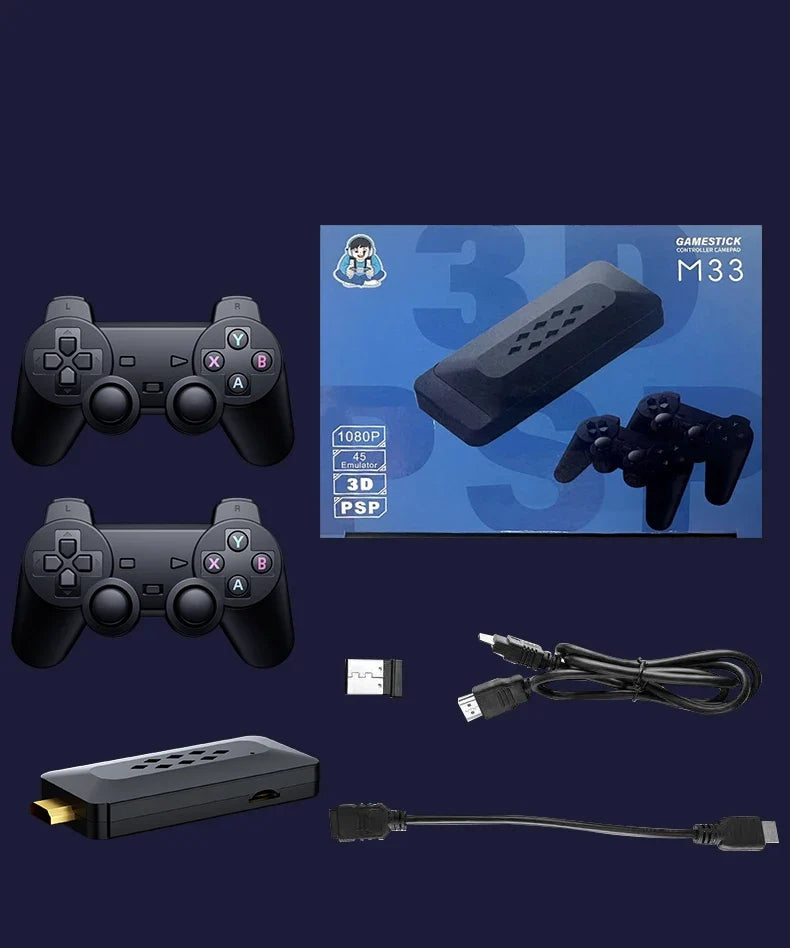 M33 4K HD TV Game Player Joystick Video Game Console With Two Wireless Controllers