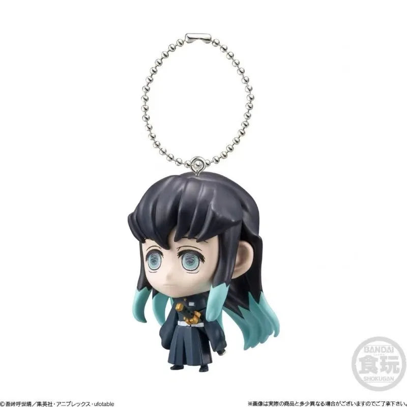 BANDAI Demon Slayer Action Figures Model 4CM Tanjirou Giyuu Obanai Sanemi Nezuko Kanae  Key Chain Pendant Series Original