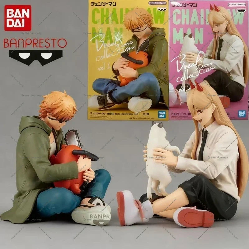 Bandai Genuine Chainsaw Man Anime Figure Denji Power Action Figure Toys for Boys Girls Kids Christmas Gift Collectible Model