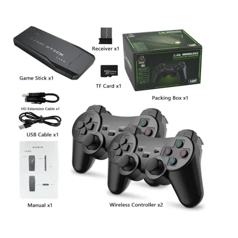 M8 Retro Video Game Console 2.4G Dual Wireless Controller TV Game Stick HD 64G 20000 Games for Play Family Game Gifts