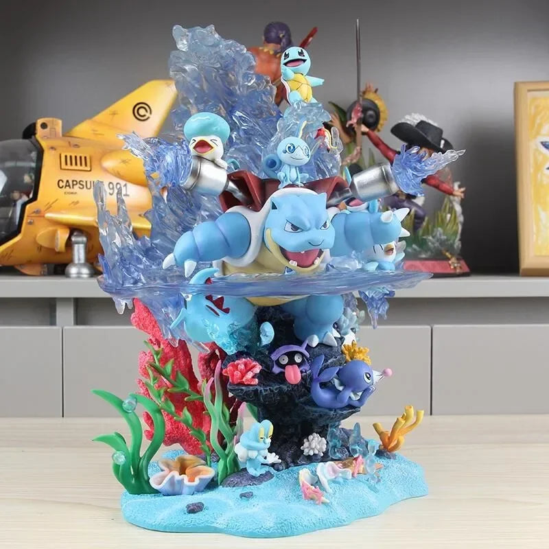 33cm Pokemon Anime Figure Peripherals Water System Squirtle Family Portrait Figure Model Decoration Ornament Birthday Gift Toys