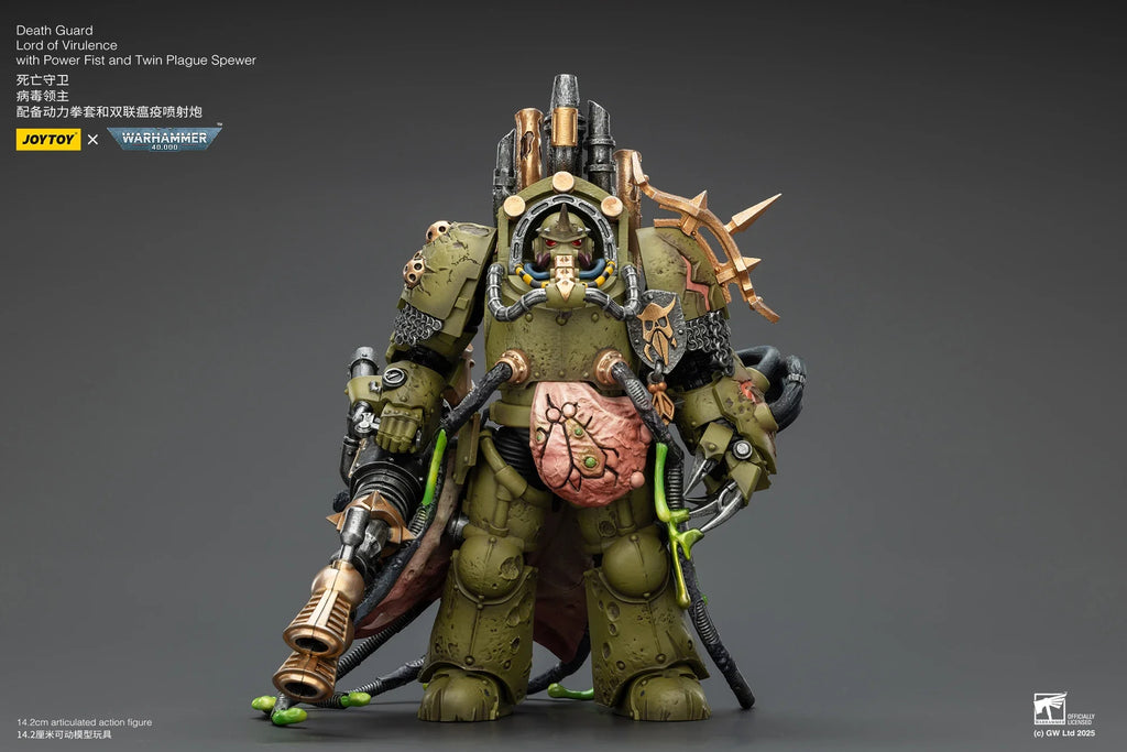 【SF】JOYTOY Warhammer 40K 1/18 Action Figure Death Guar Lord of Virulence with Power Fist and Twin Plague Spewer Model Toys Gifts