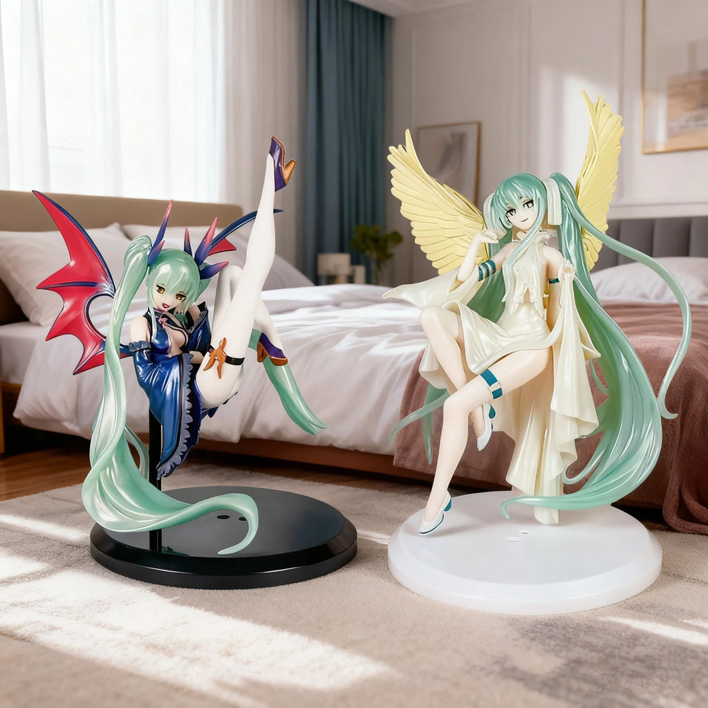 New Hatsune Miku Anime Figure Light and Dark Beautiful Angel Girl Action Figure PVC Collectible Doll Ornaments Toys Gifts