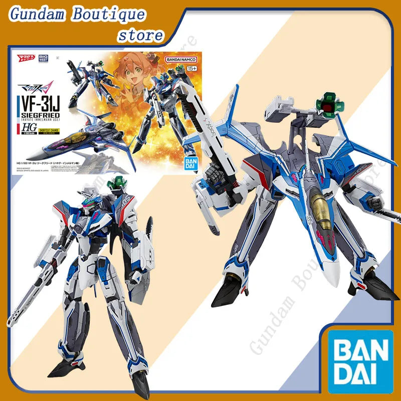 Bandai Genuine HG 1/100 VF-31J SIEGFRIED (HAYATE IMMELMANN USE) Anime Action Figure Collectible Assembly Model Toy Gift Children