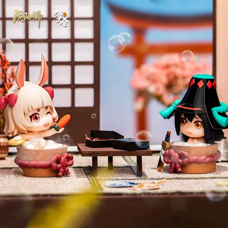 Genuine Onmyoji Hot Spring Stories Demon Knife Girl Q Version Action Figure Gaming Peripherals Model Ornaments Doll