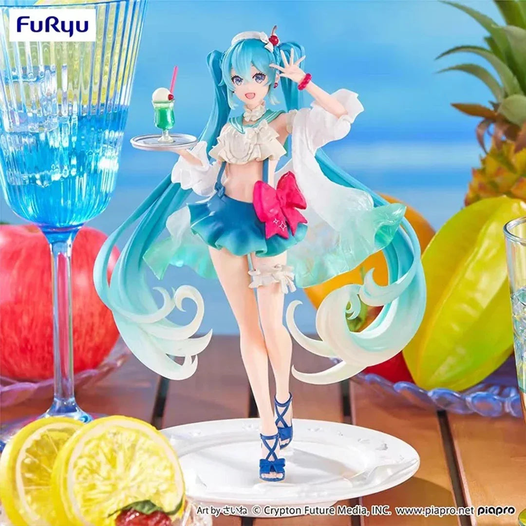 Hot New Hatsune Miku figure Soda cream dress The Props Desktop Decoration Collection PVC Model Toys Kids Gifts