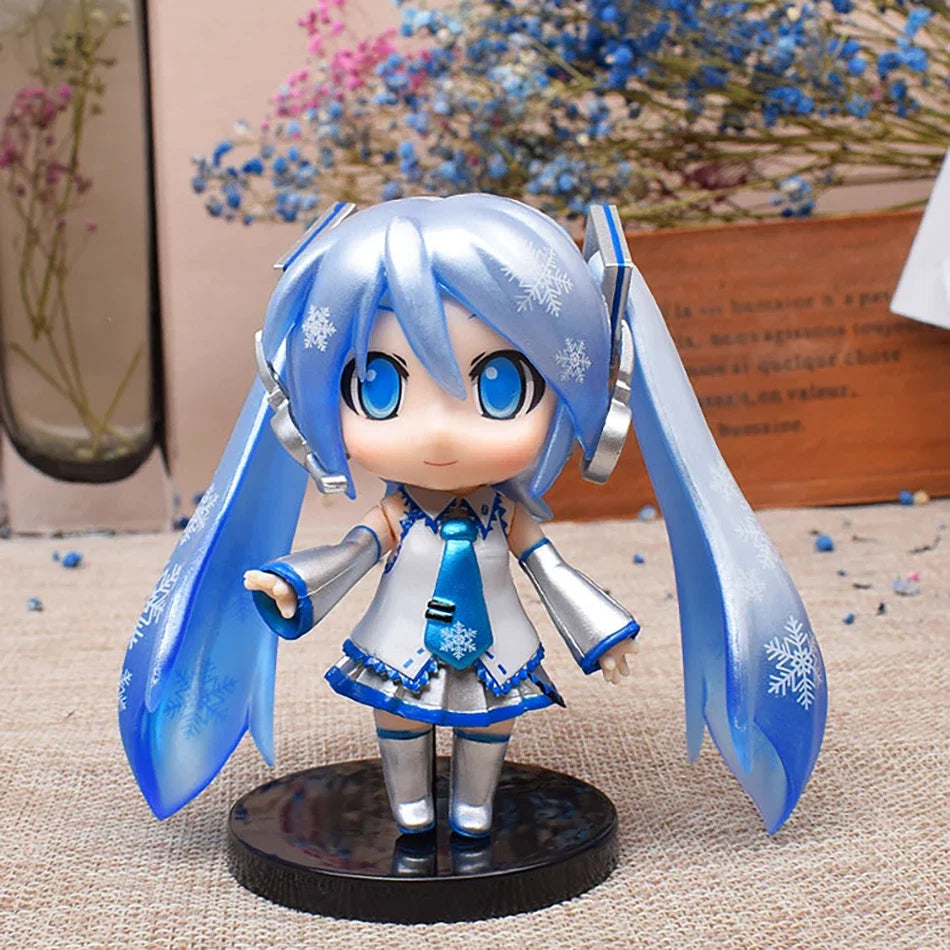 3Pcs Anime Q Version Figure Cute Girl Mini Ornaments Kawaii Pink Green Hatsune Home Desk Decoration Adult Toys Kid Birthday Gift