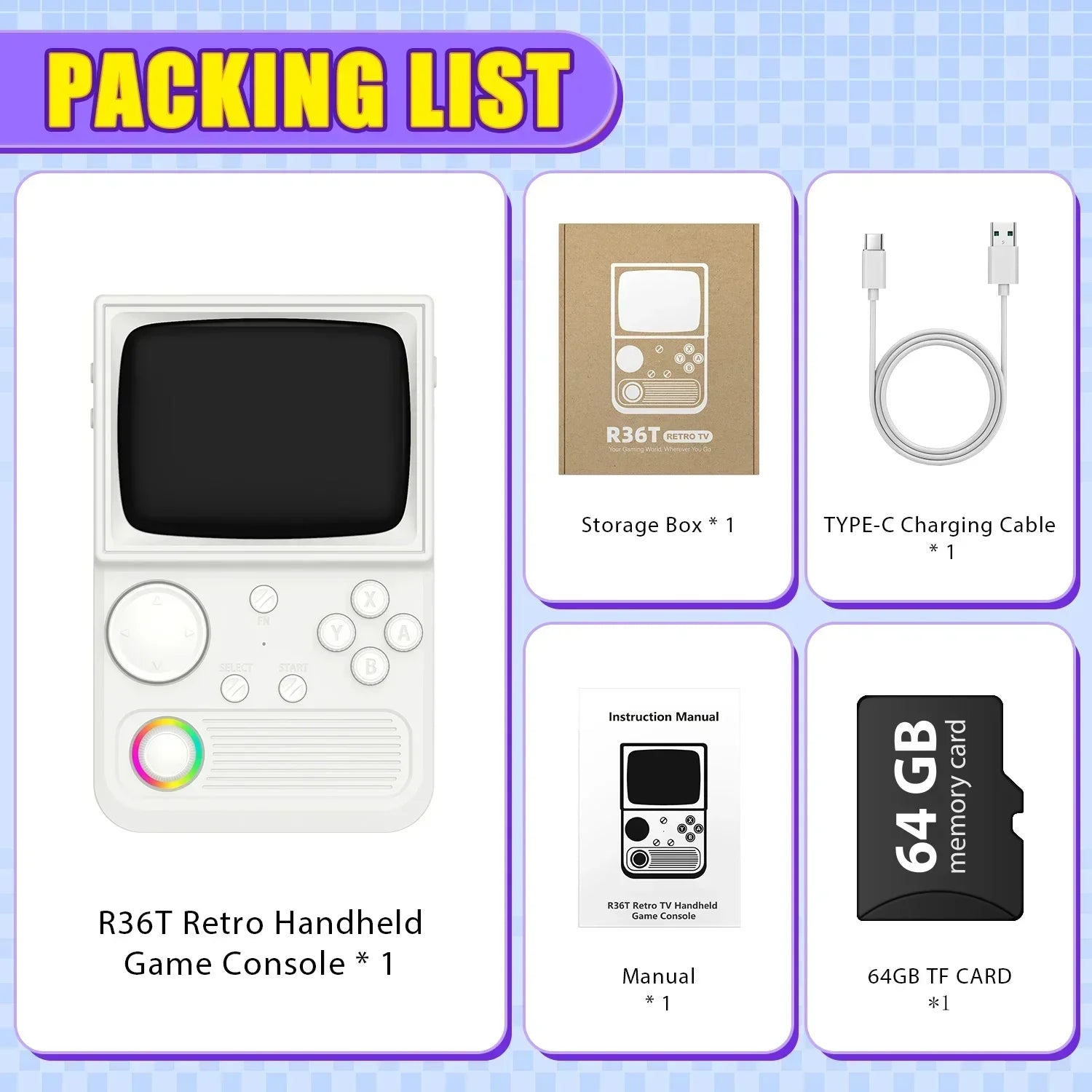 R36T Retro TV Handheld Game Console EmuEMEC System 18000+Game 3.5'' IPS Screen Wi-Fi Multiplayer Portable Pocket Video Console