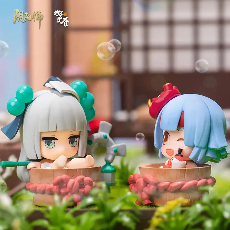Genuine Onmyoji Hot Spring Stories Demon Knife Girl Q Version Action Figure Gaming Peripherals Model Ornaments Doll