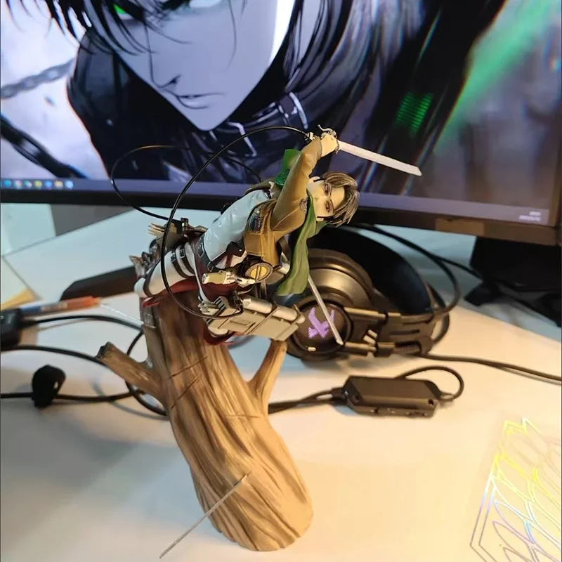 Attack On Titan Levi Ackerman Renewal 1/8 Model Anime Figure Trunk Battle Ornament Pvc Toys Boys Kids Birthday Gift