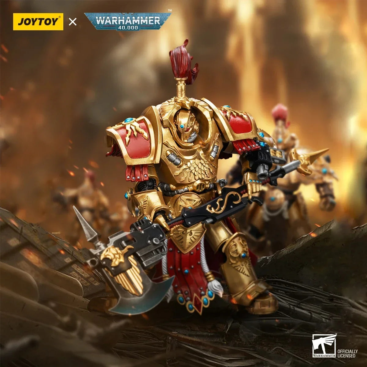 【In stock】JOYTOY Warhammer 40k 1/18 Action Figures 14cm Adeptus Custodes Allarus Custodian with Castellan Axe