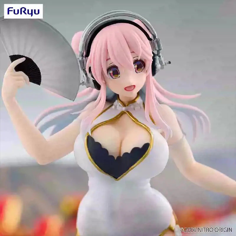 [Original Genuine] In Stock Furyu Super Sonico Trio-Try-It Figure White China Dress Anime Figure Model Collector Figurine Toys