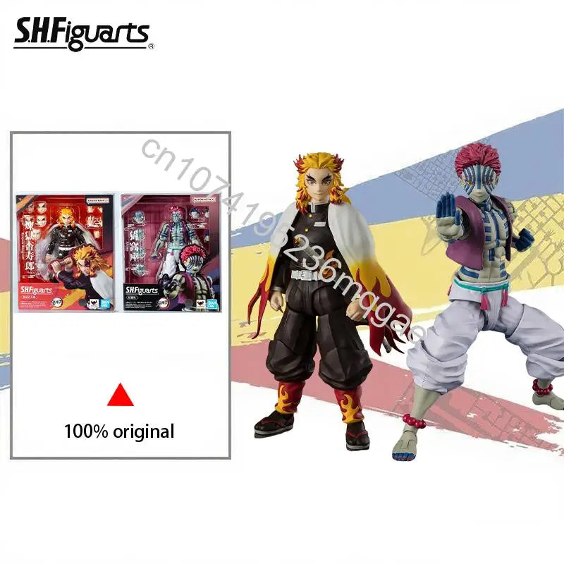 In Stock BANDAI SPIRITS SHF Demon Slayer Rengoku Kyoujurou Akaza Figure Anime Modle Toys Collections Birthday Gift Original