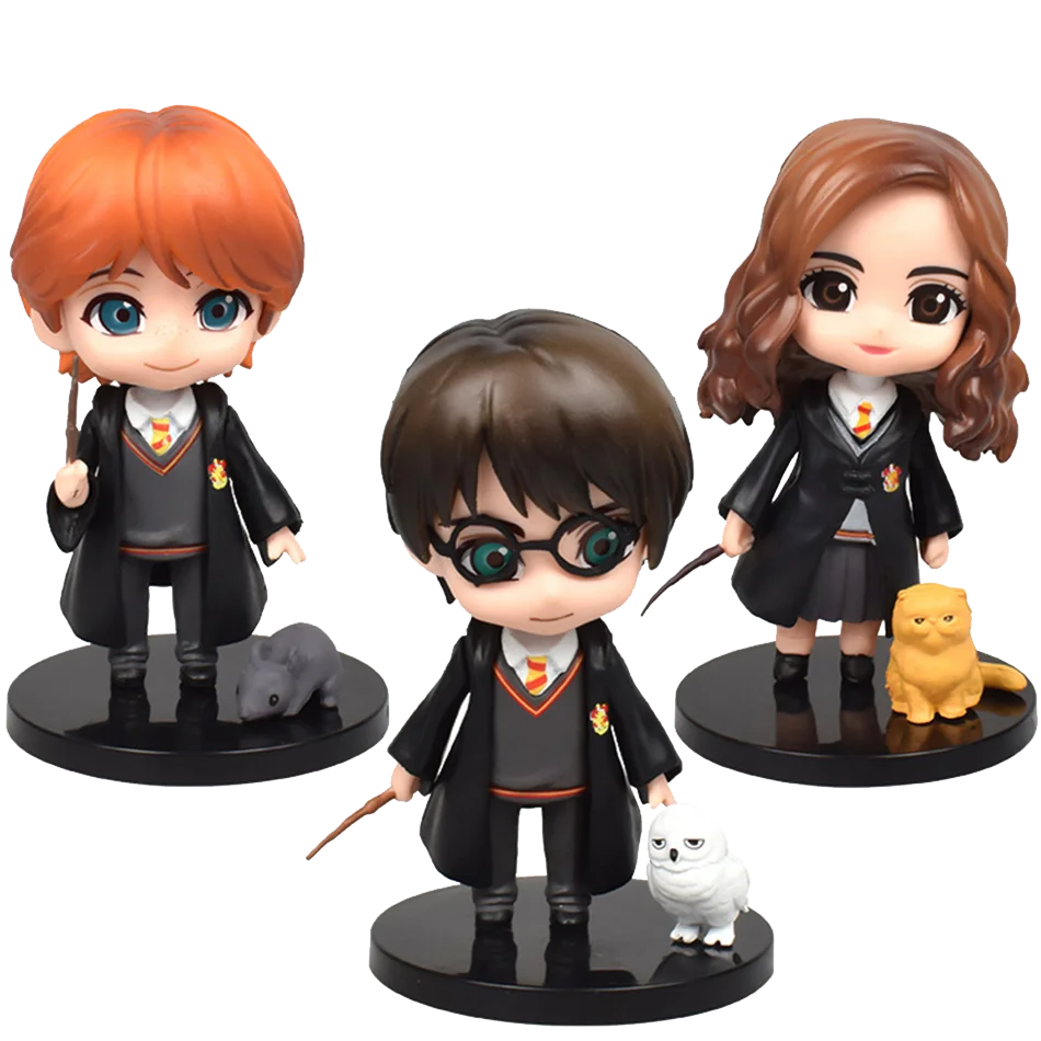 7-9cm 3pcs/10pcs Harryy Q Style Potter Posket Hermione Ron Hedwig Vinyl Figure Toy Cake Decoration Car Model PVC Doll Gift Toys