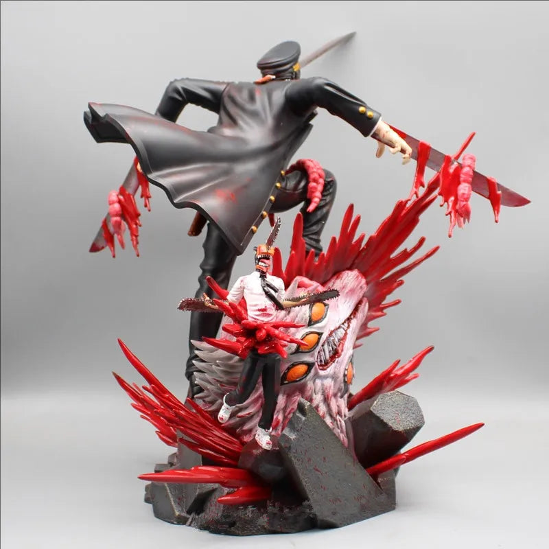 Anime Chainsaw Man Denji Figures VS Samurai Sword Action Figures 35cm PVC Figurine Model Collection Toys for Children Doll Gifts