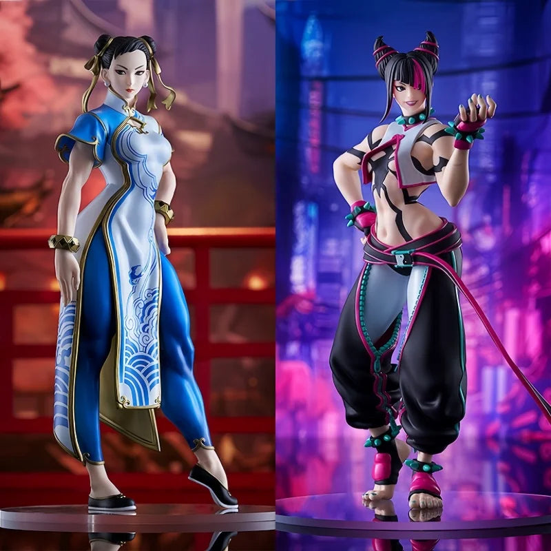 Original Anime Street Fighter Iv Megahouse Pop Up Parade Chun-Li Sf6 Ver. Han Juri Pvc Action Figure Toys Collector