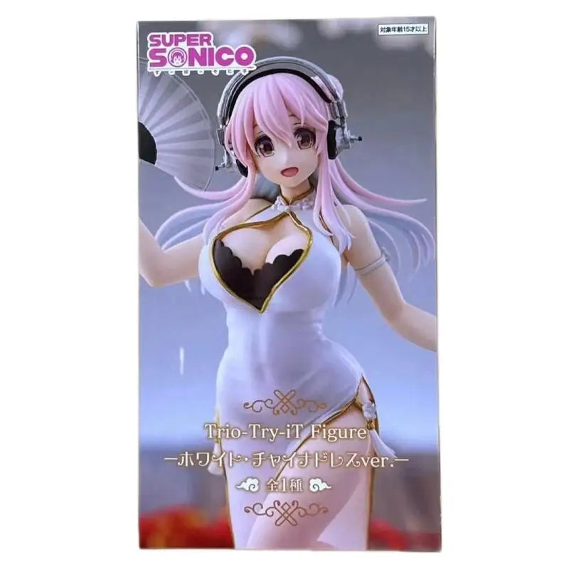 [Original Genuine] In Stock Furyu Super Sonico Trio-Try-It Figure White China Dress Anime Figure Model Collector Figurine Toys