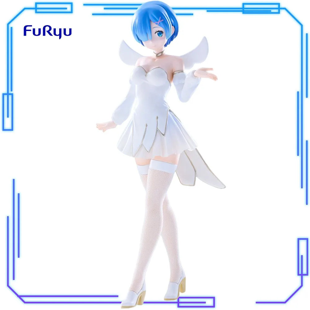 In Stock FuRyu Original Genuine Re: Life A Different World From Zero Rem Little Wings Ver 25cm Model BiCute Pure Figure Toy Gift