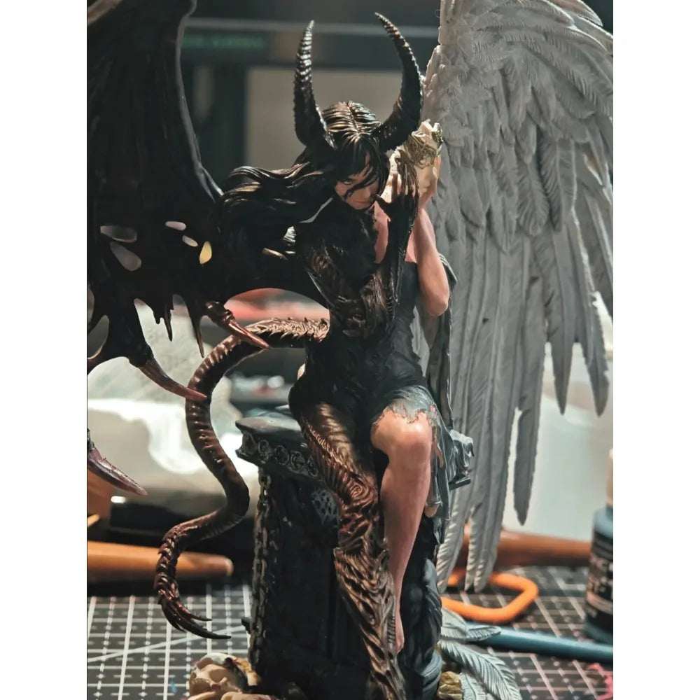 14cm/17cm/20cm/23cm Evil Angel Witch No Coloring White Model 3D Printed Self-assembly DIY Coloring Figurines Miniatures