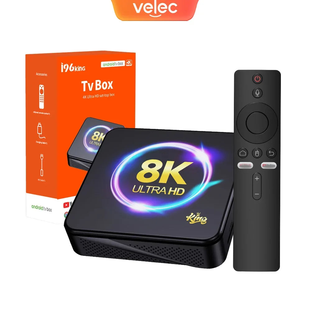 Velec Android 14 TV Box 8K Video Decoding 8K Streaming Media Player with Dual-Band WiFi Quad-Core Processor For Netflix YouTube