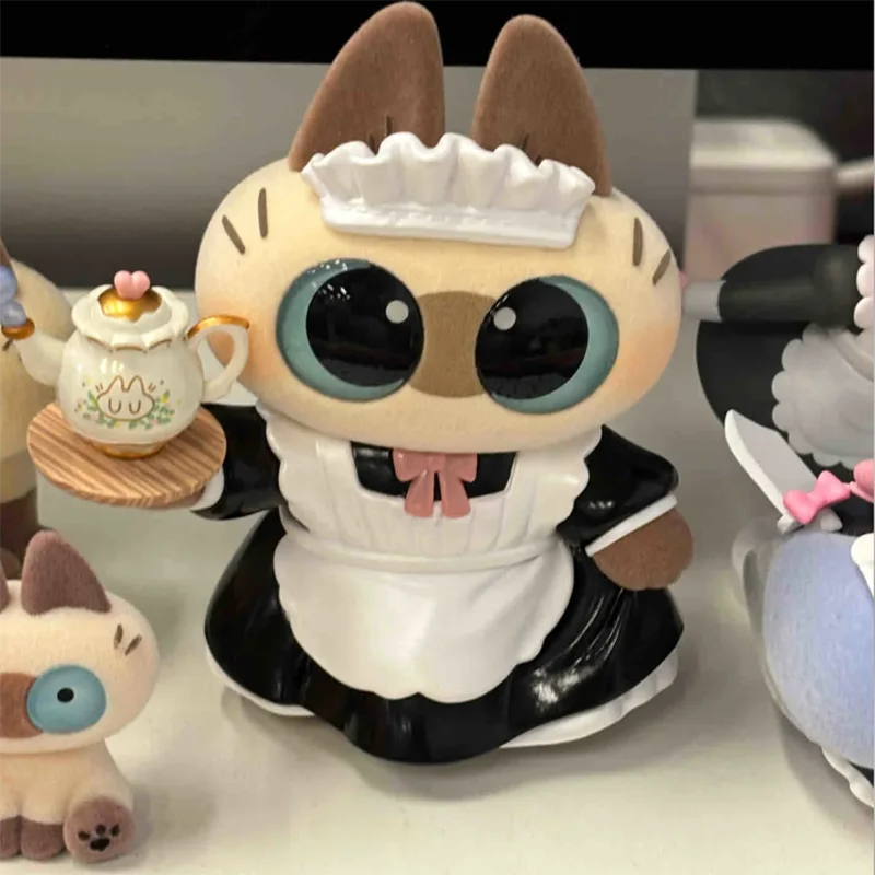 Azukisan Siamese Cat Bean Paste Restaurant Maid Cat Anime Figure Pvc Collection Model Statue Toy Children'S Kawaii Gift