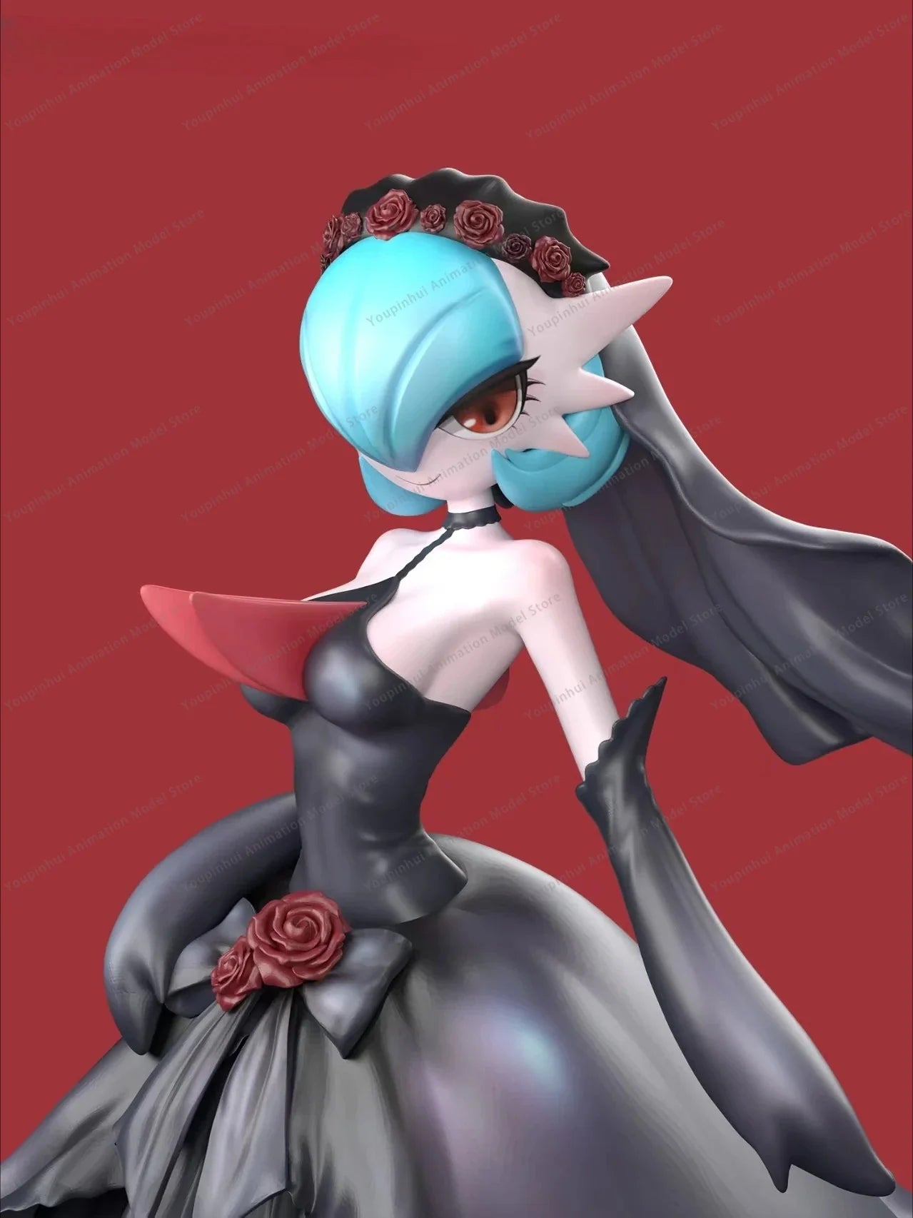 1/20 Schwarzes Hochzeitskleid Glänzende Mega-Gardevoir-Figur Mädchengeschenk Desktop-Ornamente Youpinhui