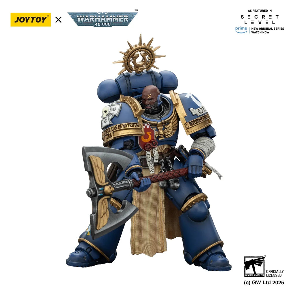 JOYTOY Warhammer 40k 1/18 Action Figures Ultramarines Metaurus with Power Axe, Stormshield and Plasma Pistol
