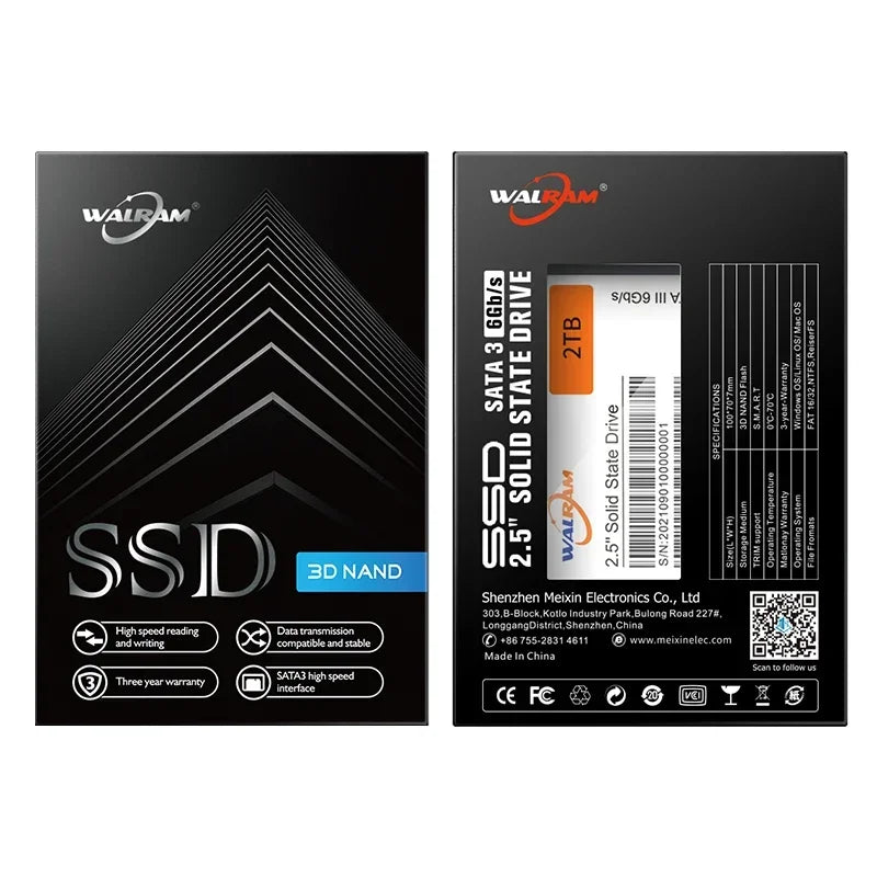 WALRAM SATA3 SSD 512GB Laptop 2.5 HDD 1TB 2TB Solid State Drive 500GB 120GB 128GB 240GB 256GB 480GB HD Desktop PC Hard Disk 1 TB