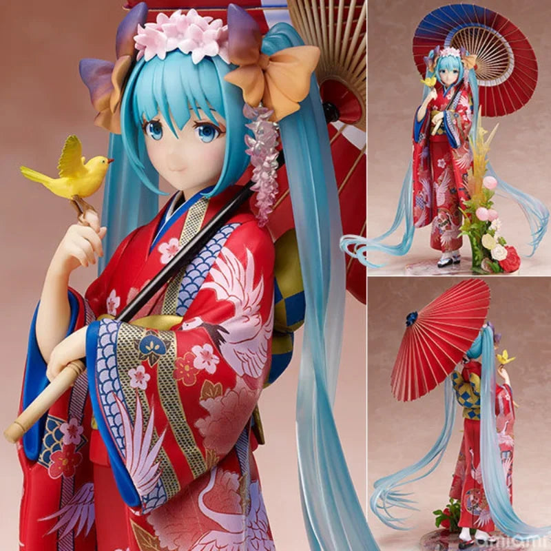 Hatsune Miku Family Anime Girl Figures Multi Color Bathrobe Kimono Action Figures Car Decoration Figurines Model Kids Toys Gift