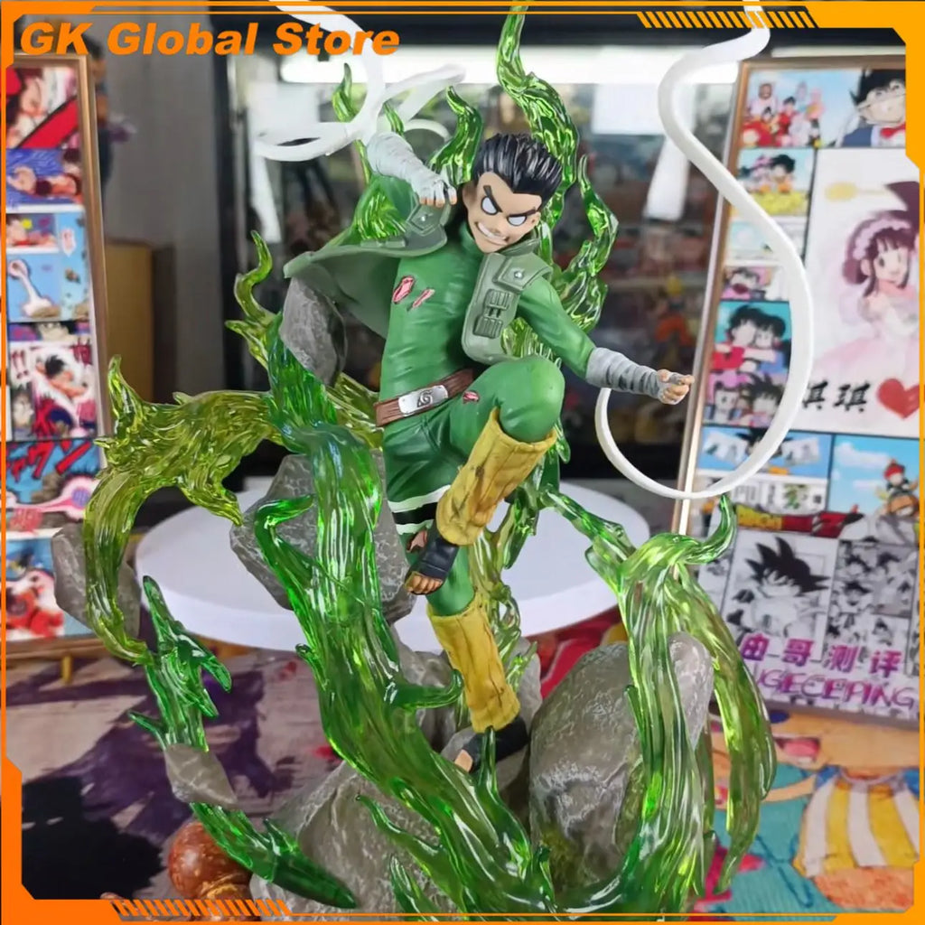 32cm New NARUTO Anime Figure Rock Lee Perimeter PVC Model Scene Statue Desktop Decoration Ornaments Kids Christmas Gifts Toys