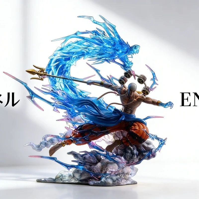 One Piece Leuchtender Donnergott Enel Figur Anime Sammlerstück PVC Statue Dekofigur Modell Geschenk für Anime Fans Heimdeko
