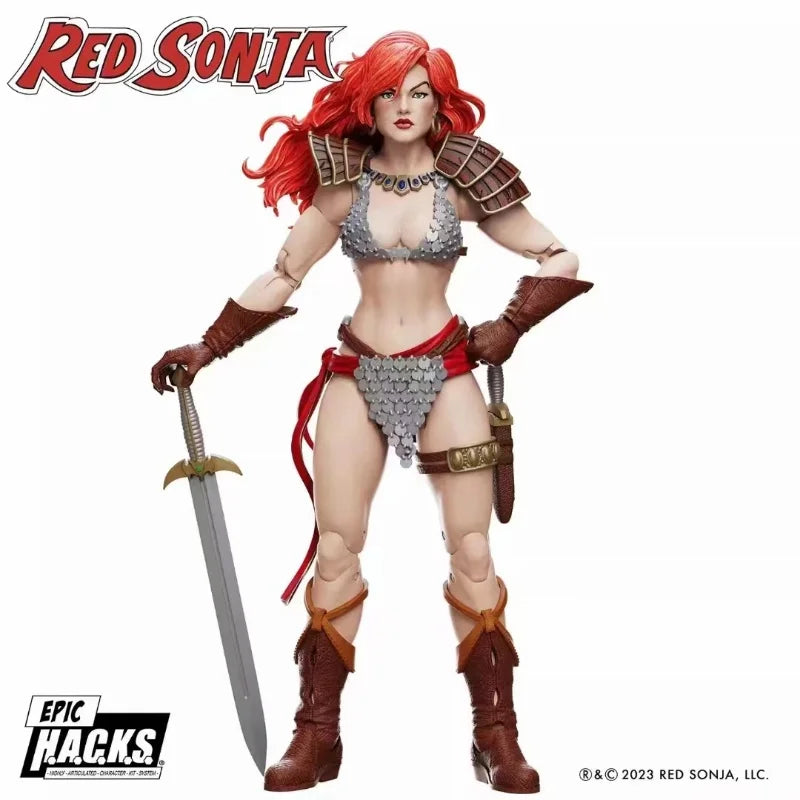In Stock Boss Fight Studio 1/12 Red Sonja 50th Anniversary Figure - Epic H.A.C.K.S. Series Highly Detailed Model + Display Base