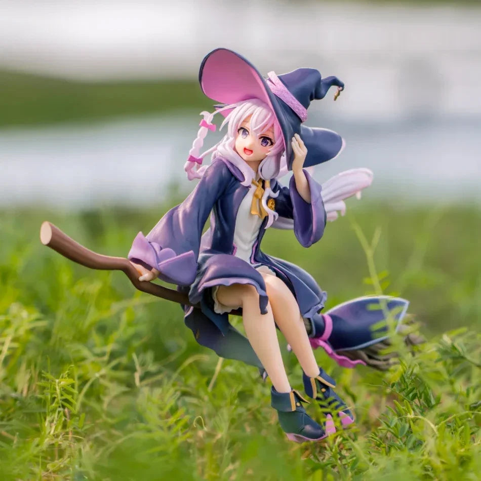 19cm Anime Elaina Figure Riding Broom Pose Action Figure Kawaii Beauty Girl models desktop ornaments Collection child toy Gifts