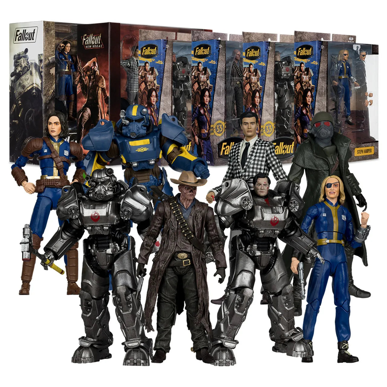 Mcfarlane Toys Fallout TV Maximus/Hank Maclean/Ghoul/Steph Harper/Cooper Howard 7" Action Figure Model Doll Garage Kit